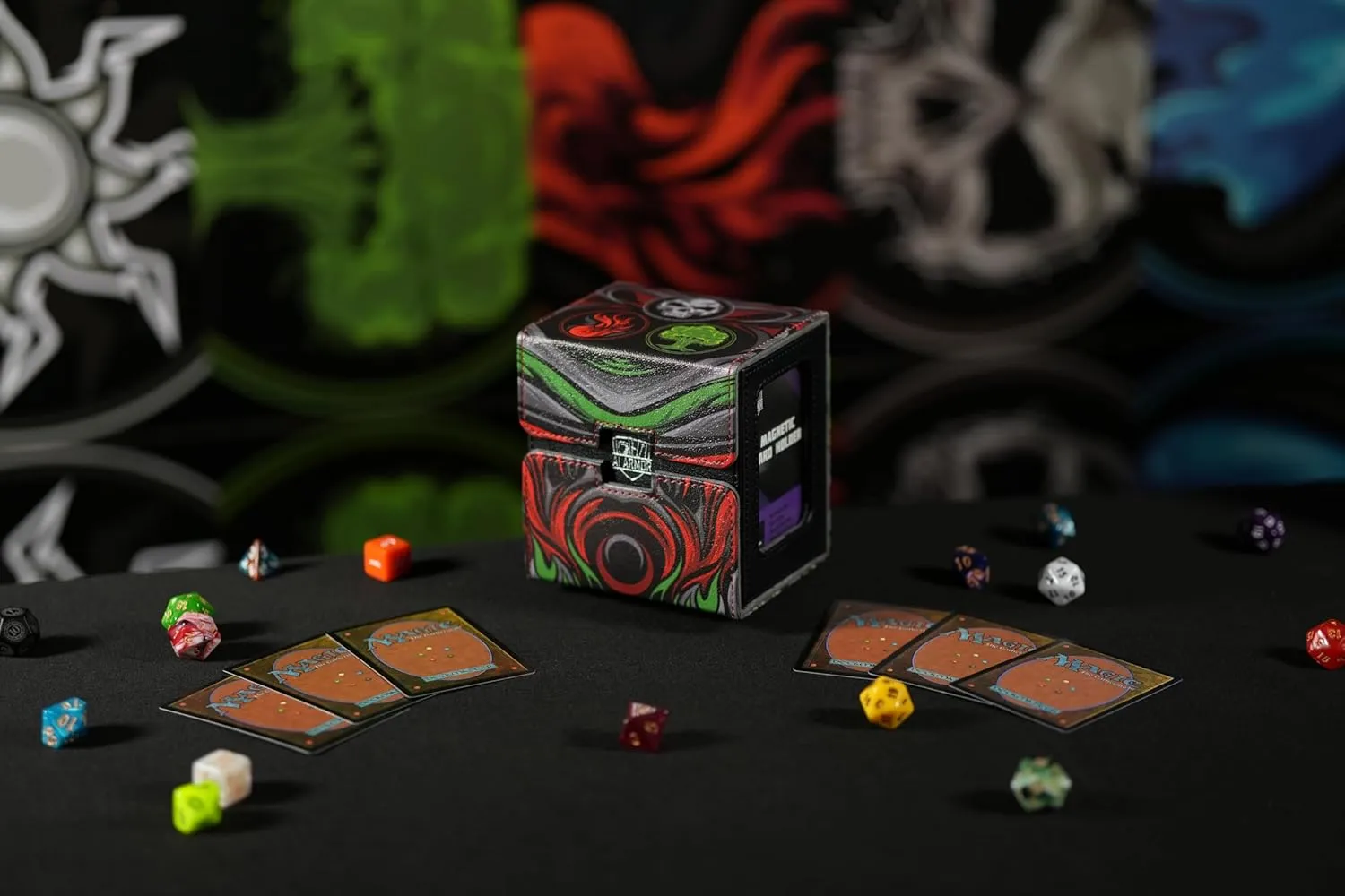Ai Armor MTG Commander 100  Card Custom Art Deck Box With Storage (Black/Red/Green)