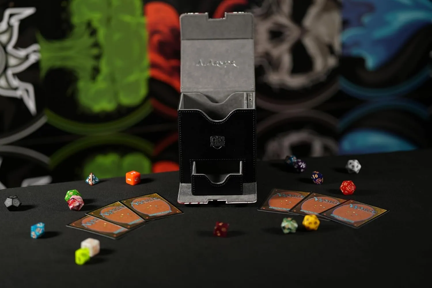 Ai Armor MTG Commander 100  Card Custom Art Deck Box With Storage (Black/Red/Green)