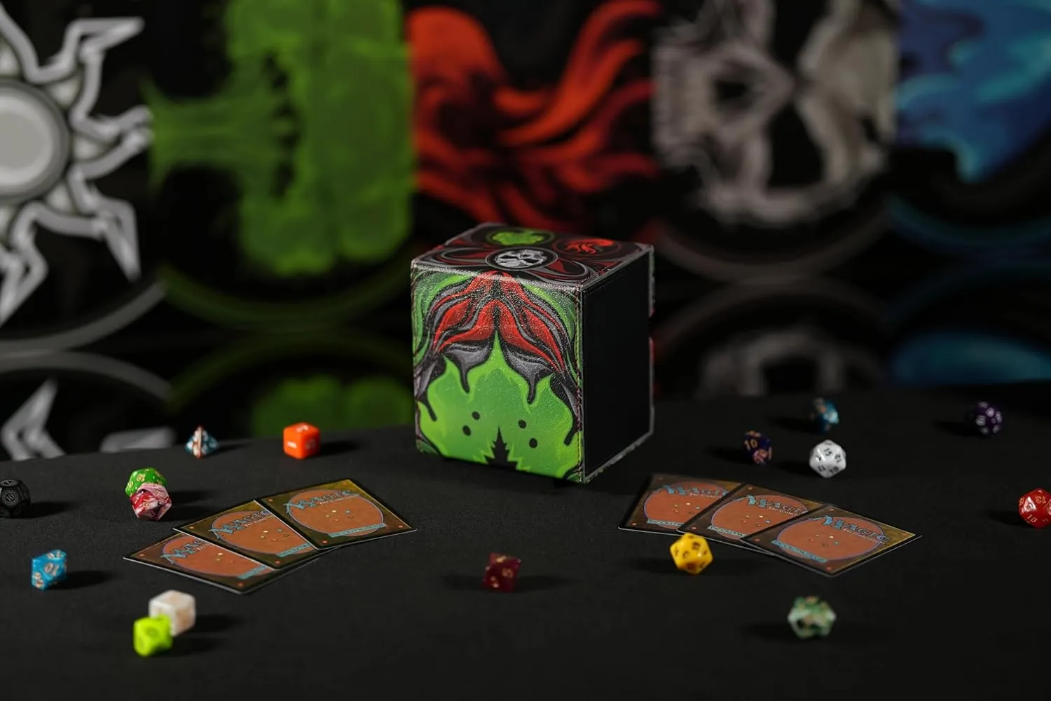 Ai Armor MTG Commander 100  Card Custom Art Deck Box With Storage (Black/Red/Green)