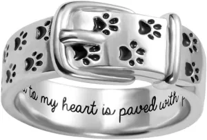 AILIN Dog Paw Rings For Women In 925 Sterling Silver Personalized Name And Inside Engraving Memorial Jewelry Gifts For Women Men Pet Lovers