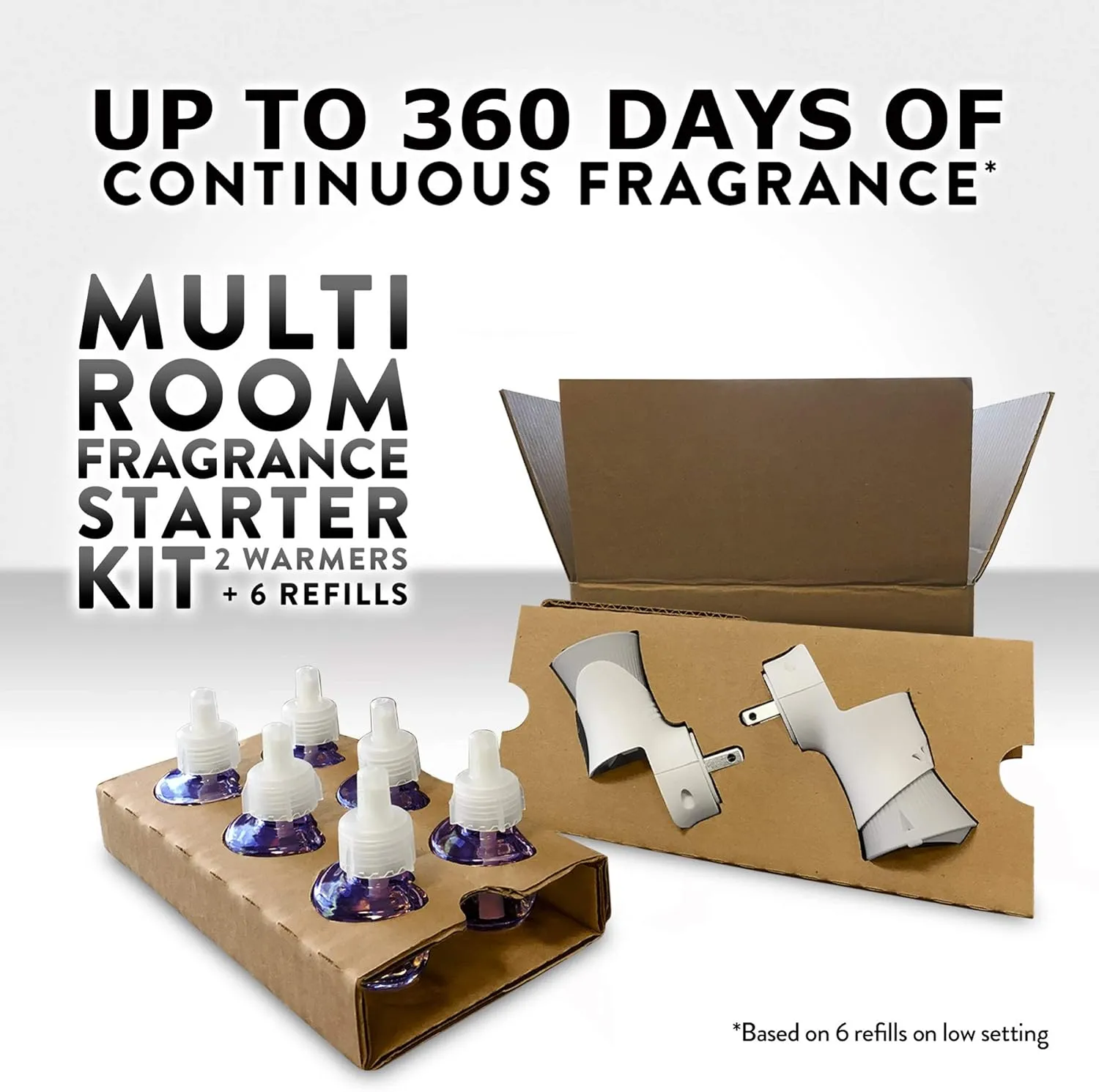Air Wick Plug in Scented Oil Starter Kit, 2 Warmers   6 Refills, Lavender & Chamomile, Eco Friendly, Essential Oils, Air Freshener