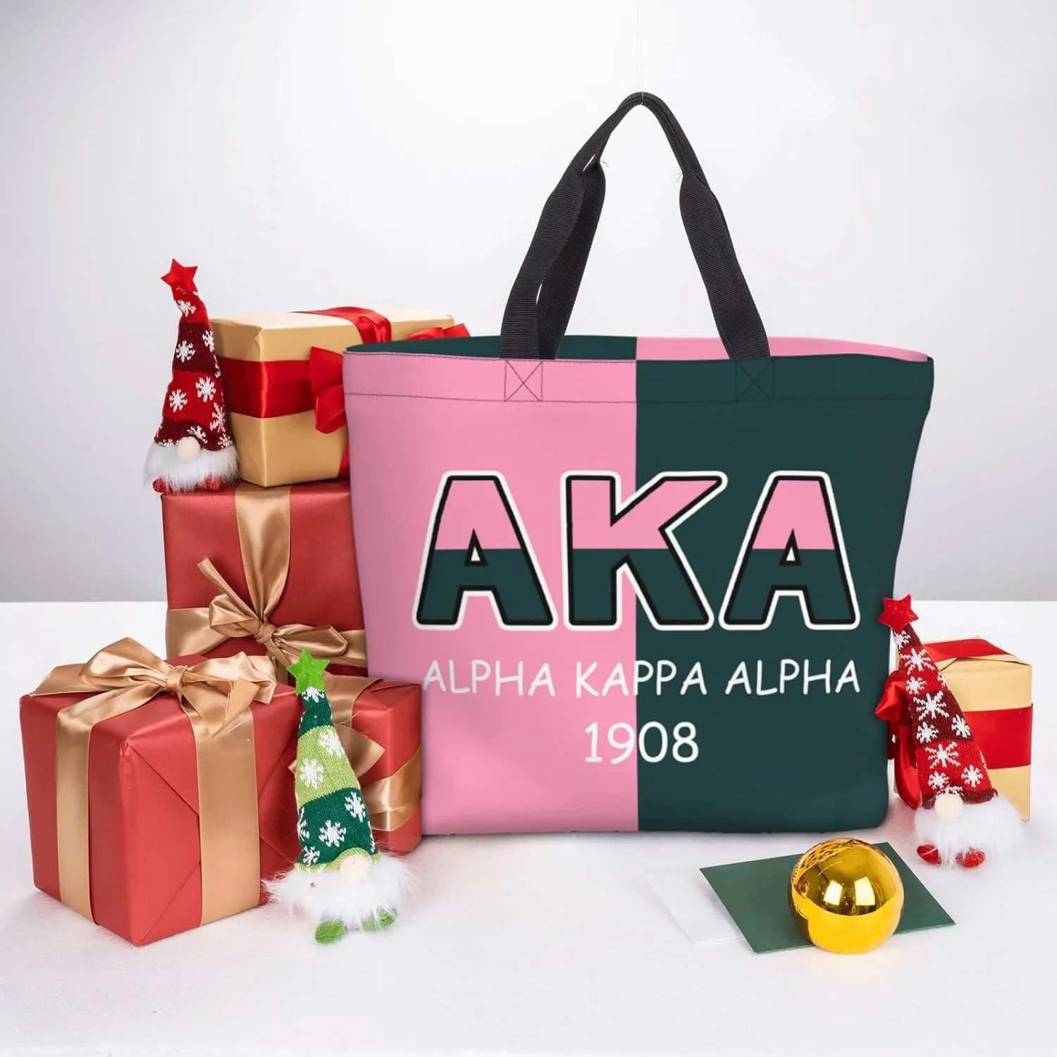 AkA Sorority Gifts Tote Bag Reusable Canvas Shoulder Bag Shopping Tote Bag for Women Travel Work Beach Bag