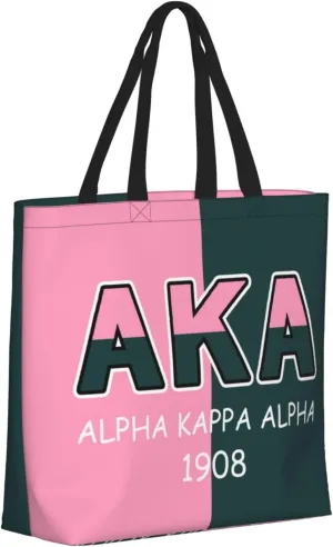 AkA Sorority Gifts Tote Bag Reusable Canvas Shoulder Bag Shopping Tote Bag for Women Travel Work Beach Bag