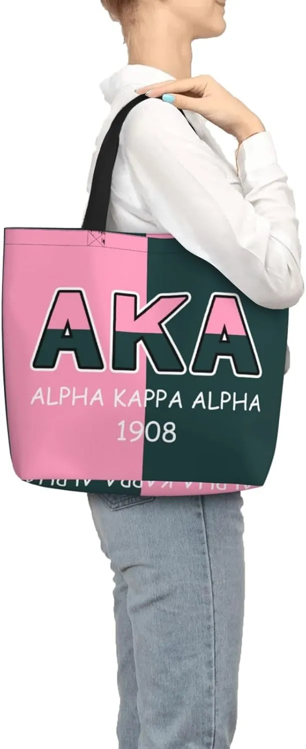 AkA Sorority Gifts Tote Bag Reusable Canvas Shoulder Bag Shopping Tote Bag for Women Travel Work Beach Bag