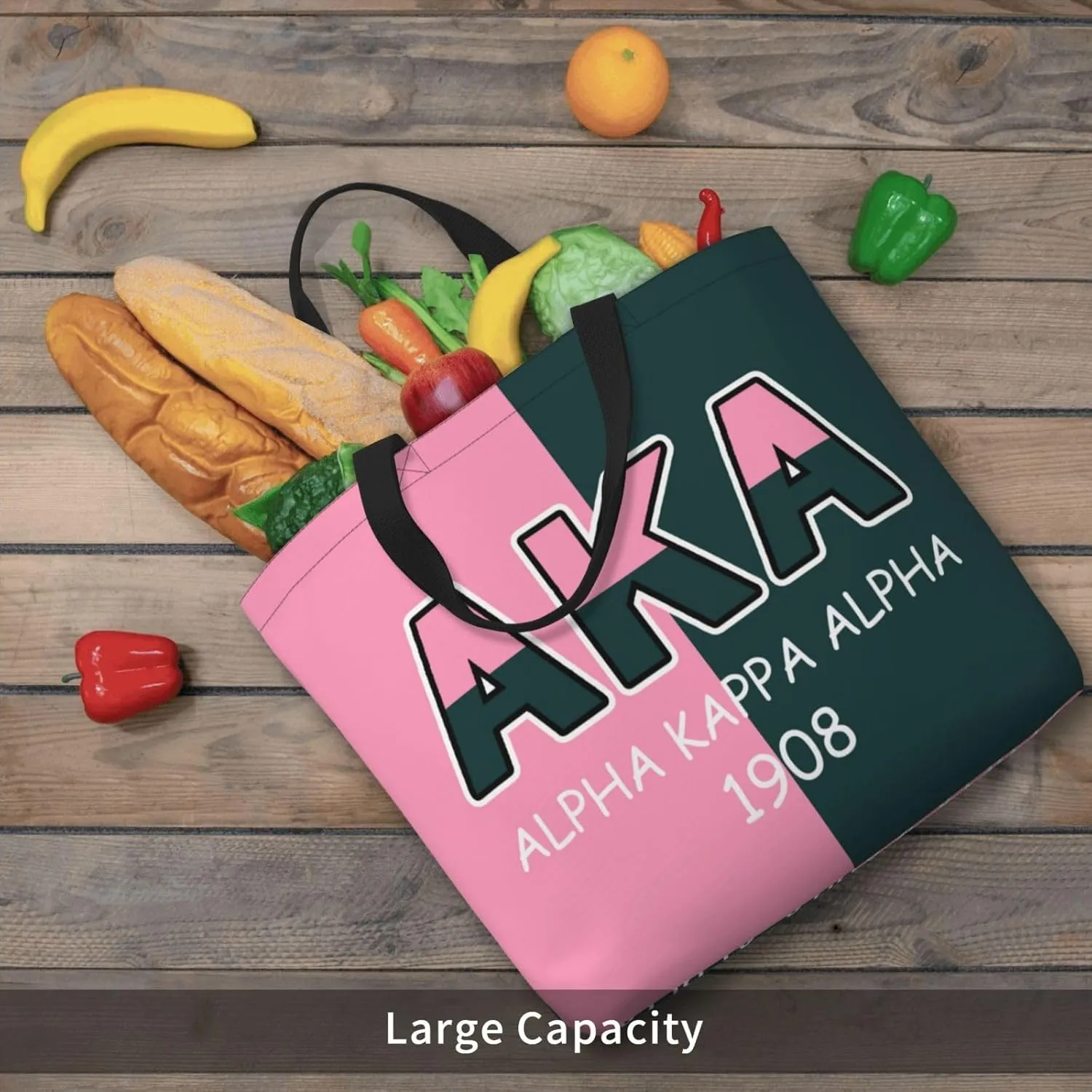 AkA Sorority Gifts Tote Bag Reusable Canvas Shoulder Bag Shopping Tote Bag for Women Travel Work Beach Bag