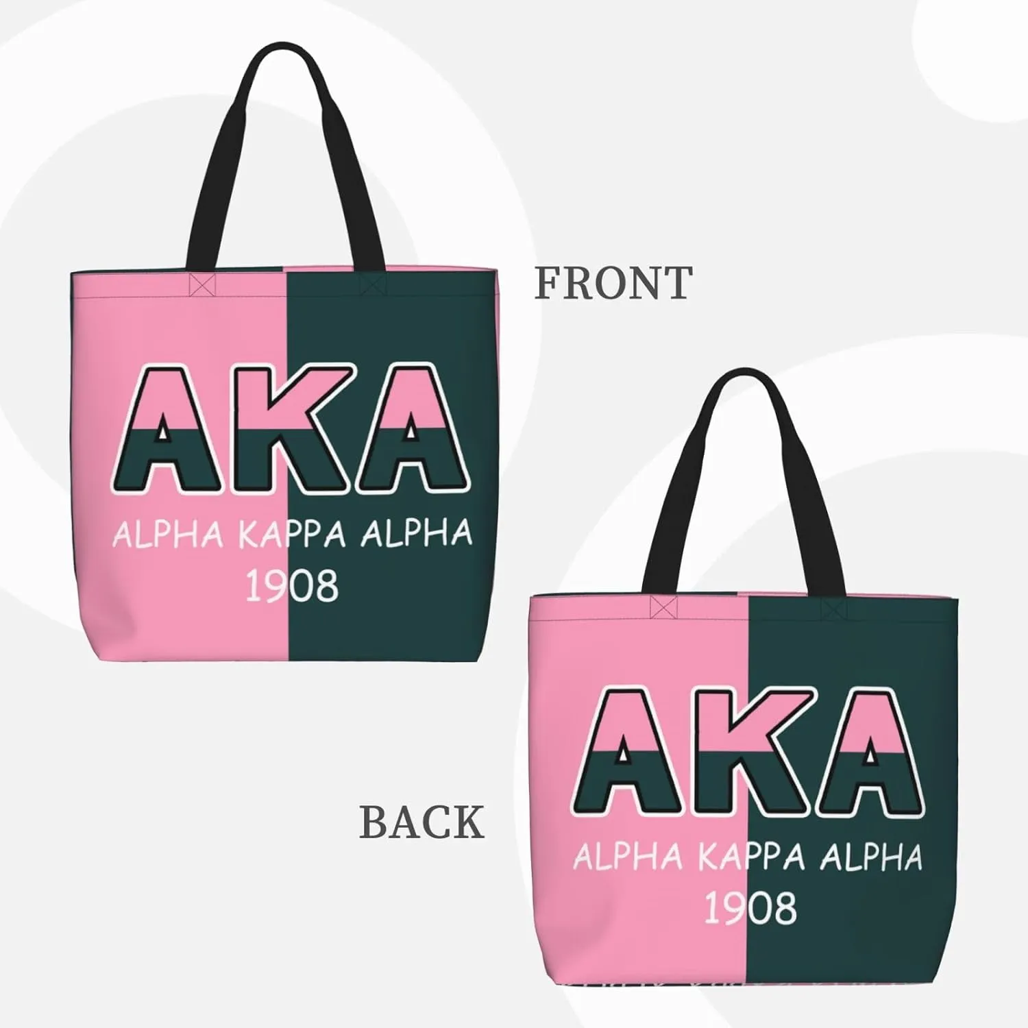 AkA Sorority Gifts Tote Bag Reusable Canvas Shoulder Bag Shopping Tote Bag for Women Travel Work Beach Bag