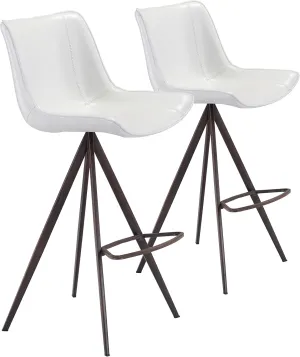 Aki Bar Chair (Set of 2) White & Walnut