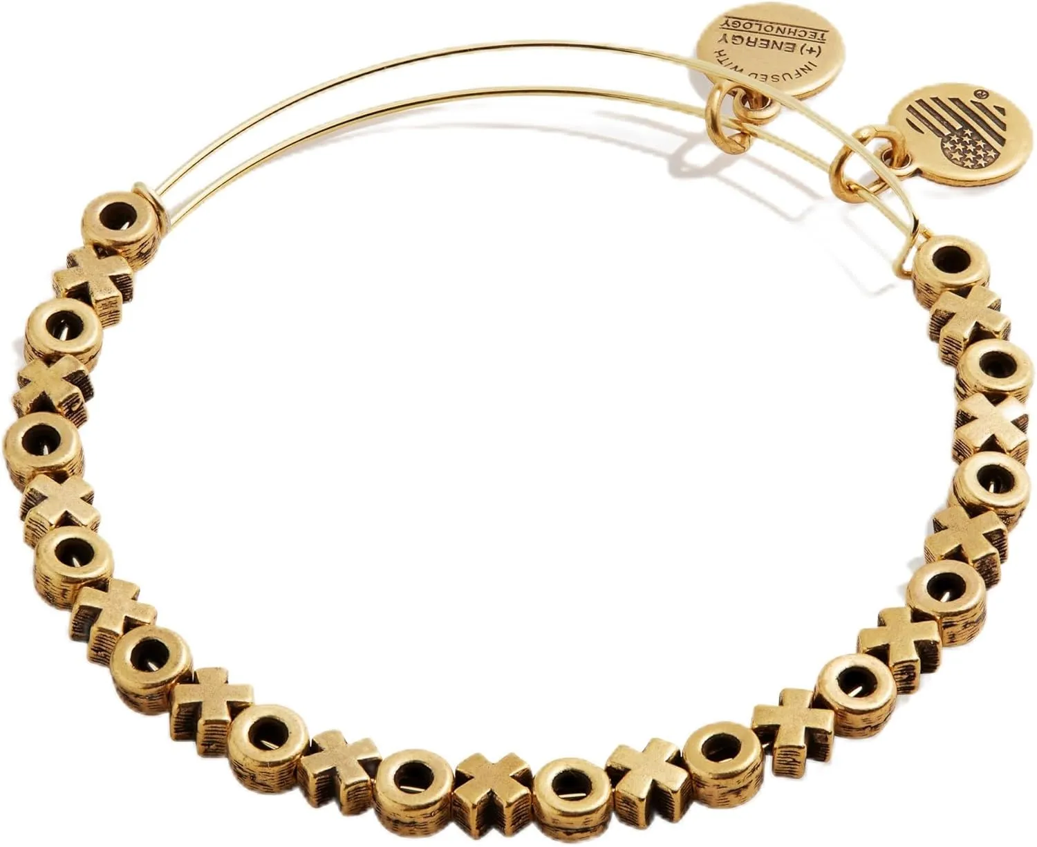 Alex and Ani A22EBXOXO2RG,XOXO Metal Beaded Expandable Bangle Bracelet,Rafaelian Gold,Gold, Bracelets