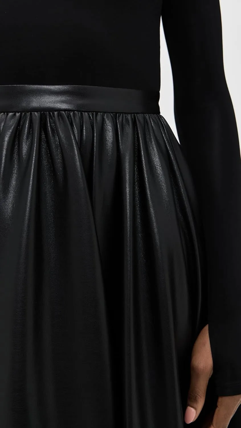 alice   olivia Women's Chara Vegan Leather Scoop Neck Midi Dress