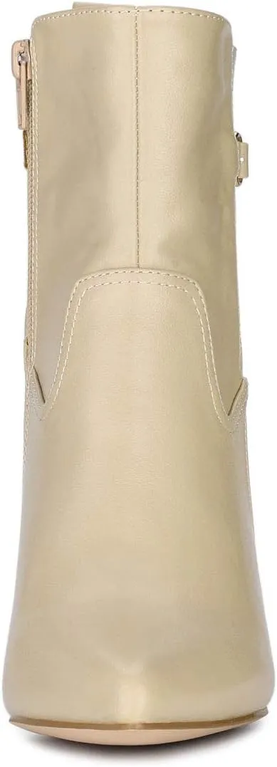 Allegra K Women's Pointed Toe Chunky High Heels Ankle Boots