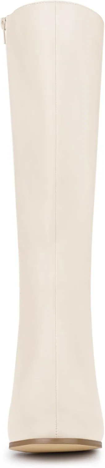 Allegra K Women's Round Toe Zip Block Heels Knee High Boots