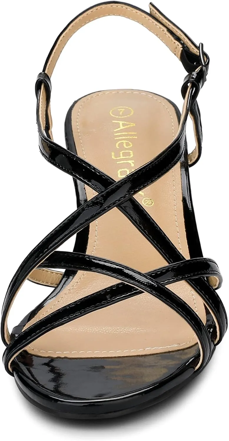 Allegra K Women's Slingback Strappy Kitten Heel Heels Sandals