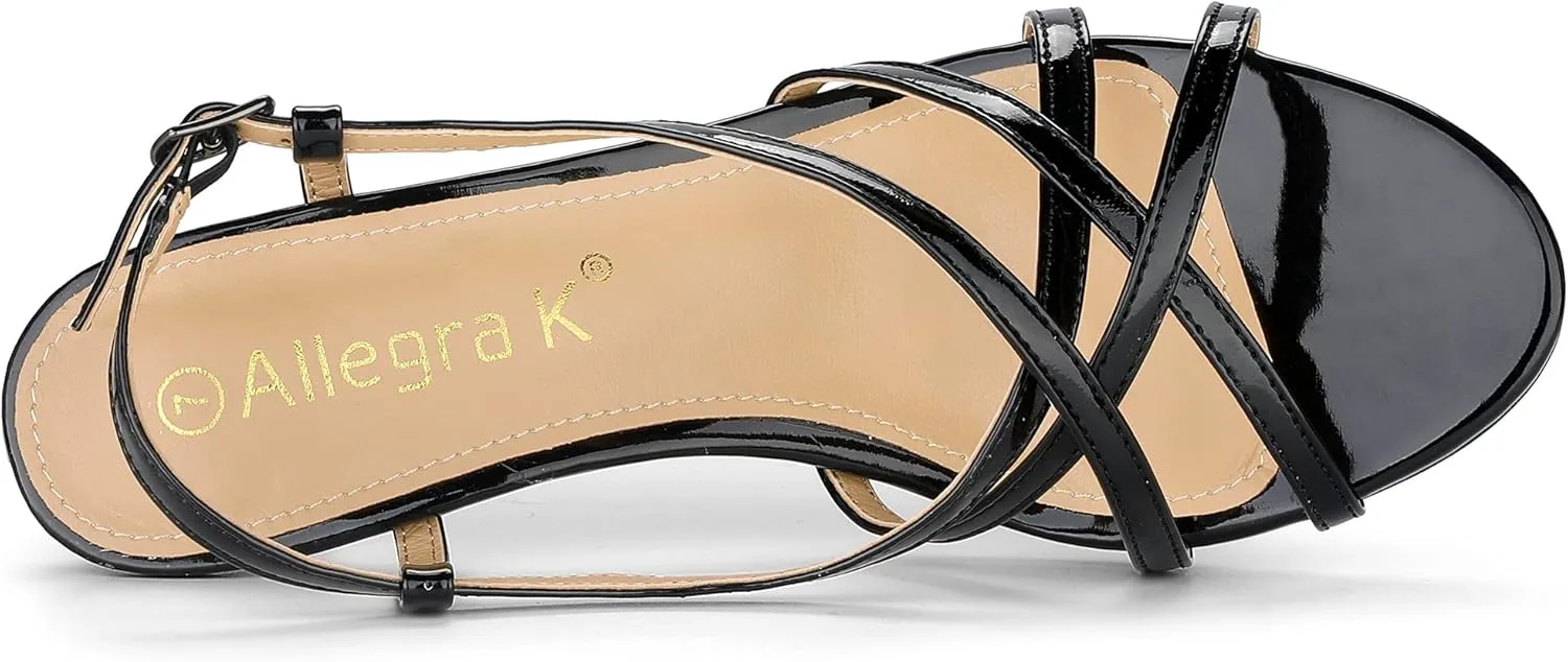 Allegra K Women's Slingback Strappy Kitten Heel Heels Sandals