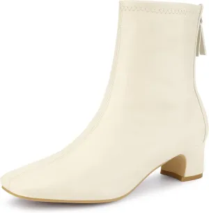 Allegra K Women's Square Toe Block Heels Ankle Boots