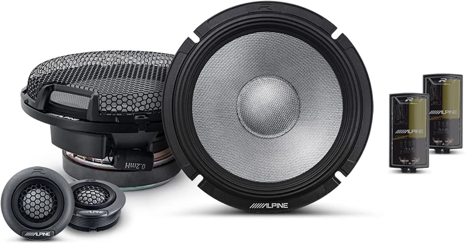 Alpine R2-S65C 6.5" R-Series High-Resolution 2-Way Component Speaker Set, Pair
