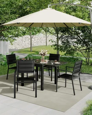 Aluminum Stackable Patio Dining Chairs Set of 4, Stacking Outdoor Dining Chairs for All Weather with Textilene Farbic for Outdoor,Patio,Deck,Backyard, Black