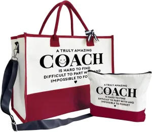 Amazing Coach Beach Bag, Canvas Shoulder Tote With Zipper, Travel Gift for Women, Coach Gifts