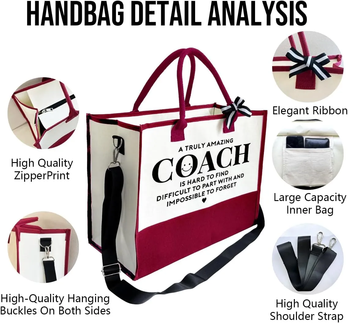 Amazing Coach Beach Bag, Canvas Shoulder Tote With Zipper, Travel Gift for Women, Coach Gifts