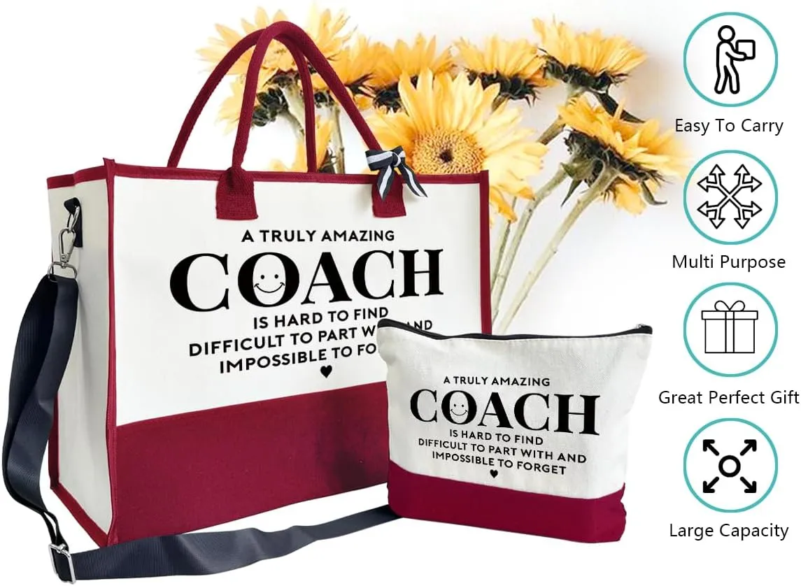 Amazing Coach Beach Bag, Canvas Shoulder Tote With Zipper, Travel Gift for Women, Coach Gifts