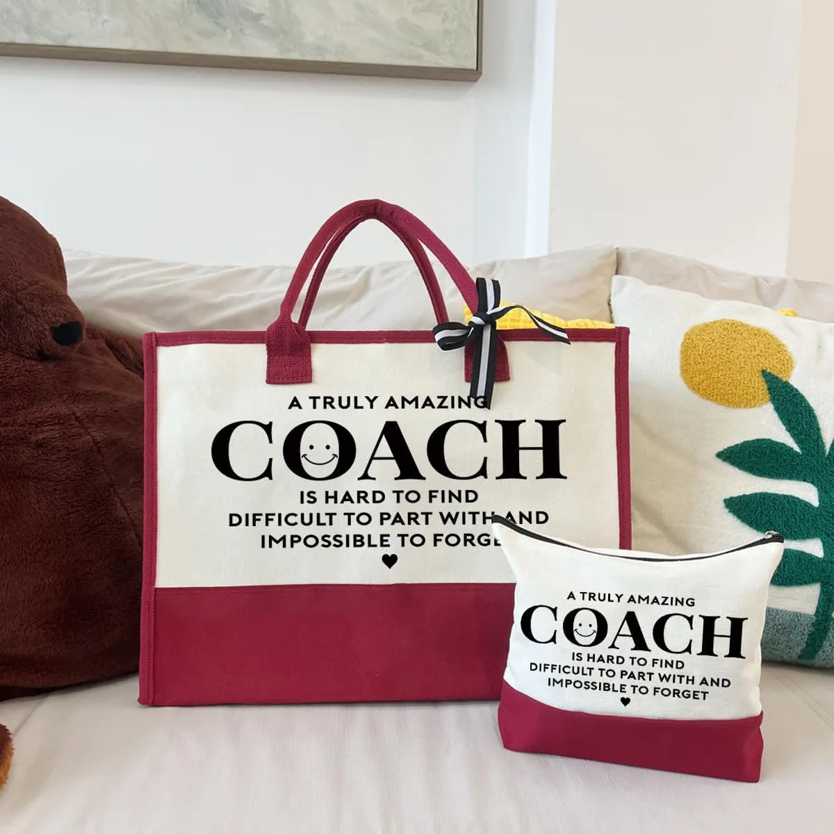 Amazing Coach Beach Bag, Canvas Shoulder Tote With Zipper, Travel Gift for Women, Coach Gifts