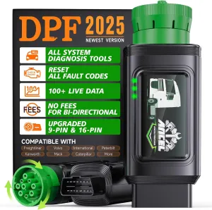 ANCEL HD100 Heavy Duty Truck Scanner with DPF Reset & Forced Regen, All System Diesel Scanner Diagnostic Tool for Cummins Detroit & More, HDOBD & OBD2 Code Reader for Diesel Trucks Semi Trucks Buses