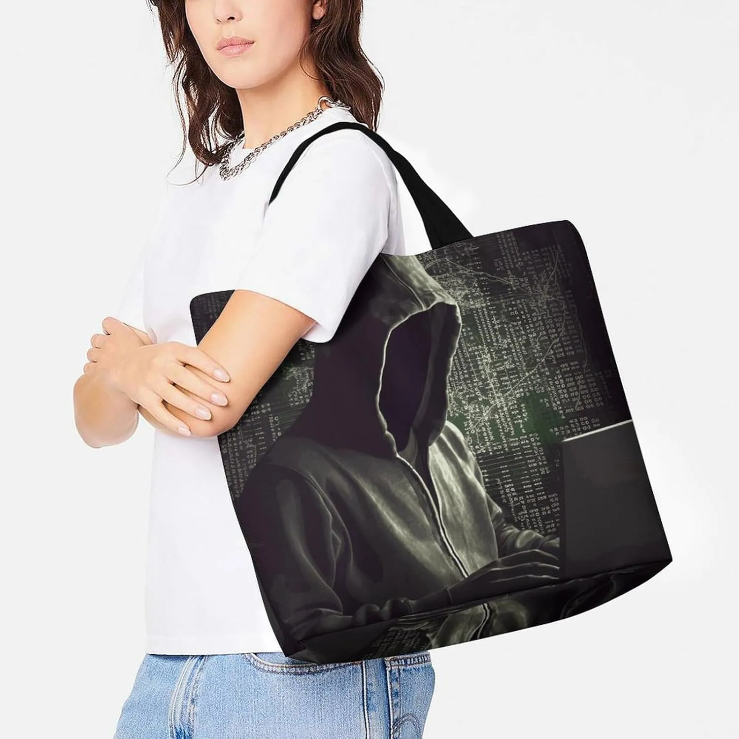 Ancient Egyptian Hieroglyph Tote Bag for Women Reusable Grocery Shoulder Bags Shopping Bag for Travel, Groceries