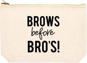Andaz Press Funny Makeup Bag Canvas Cosmetic Bag with Zipper Brows Before Bro's Makeup Pouch For Purse Travel Pouch Toiletry Bag Funny Pencil Bag Cute Birthday Gifts for Women 6.5 x 9 Inch
