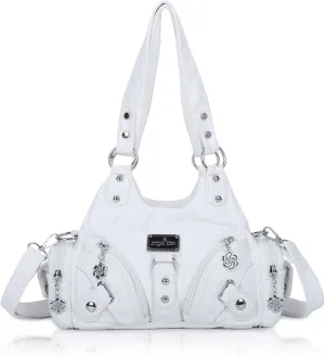 Angel Kiss Purses for Women Small Hobo Shoulder Bags Vagen Leather Multi-Pocket Tote Bag with Zipper