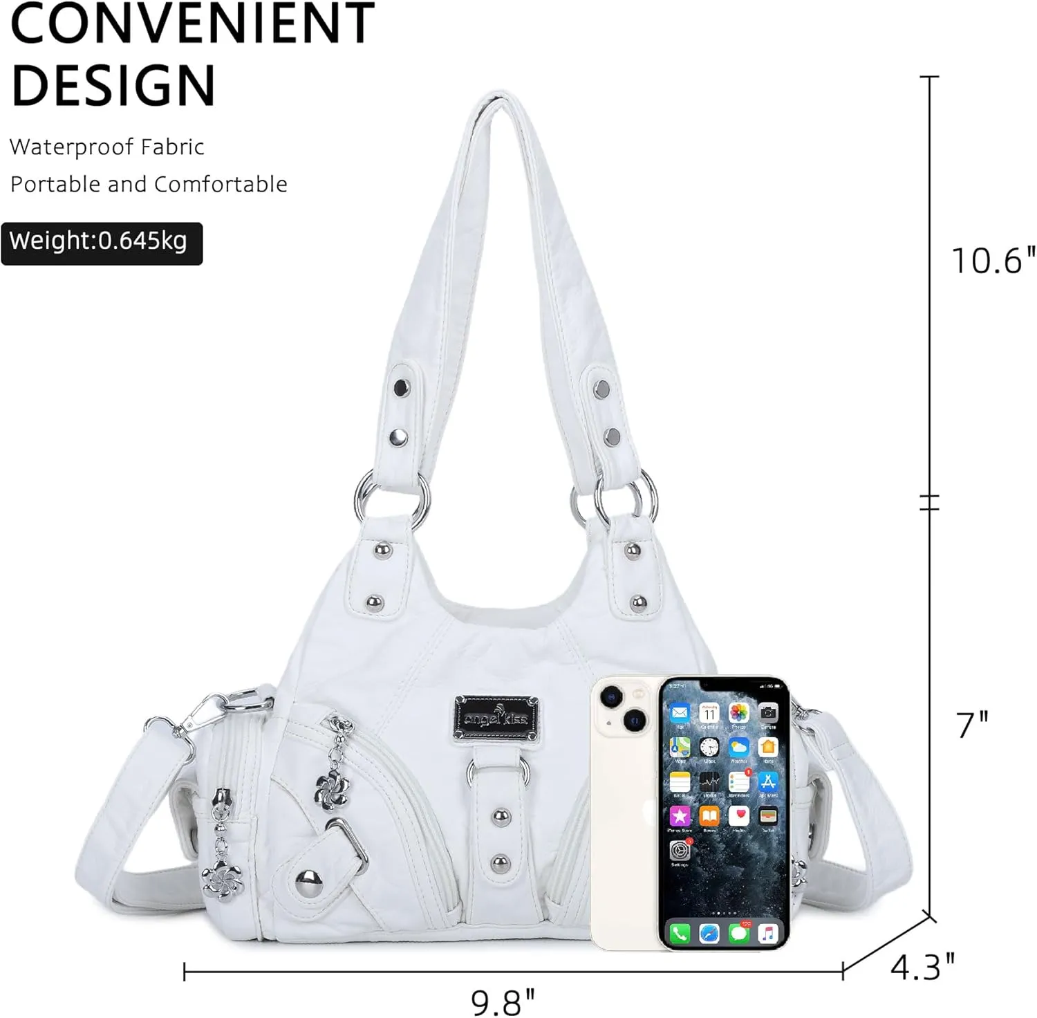 Angel Kiss Purses for Women Small Hobo Shoulder Bags Vagen Leather Multi-Pocket Tote Bag with Zipper