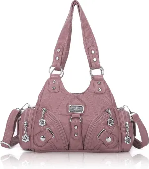 Angel Kiss Purses for Women Small Hobo Shoulder Bags Vagen Leather Multi-Pocket Tote Bag with Zipper