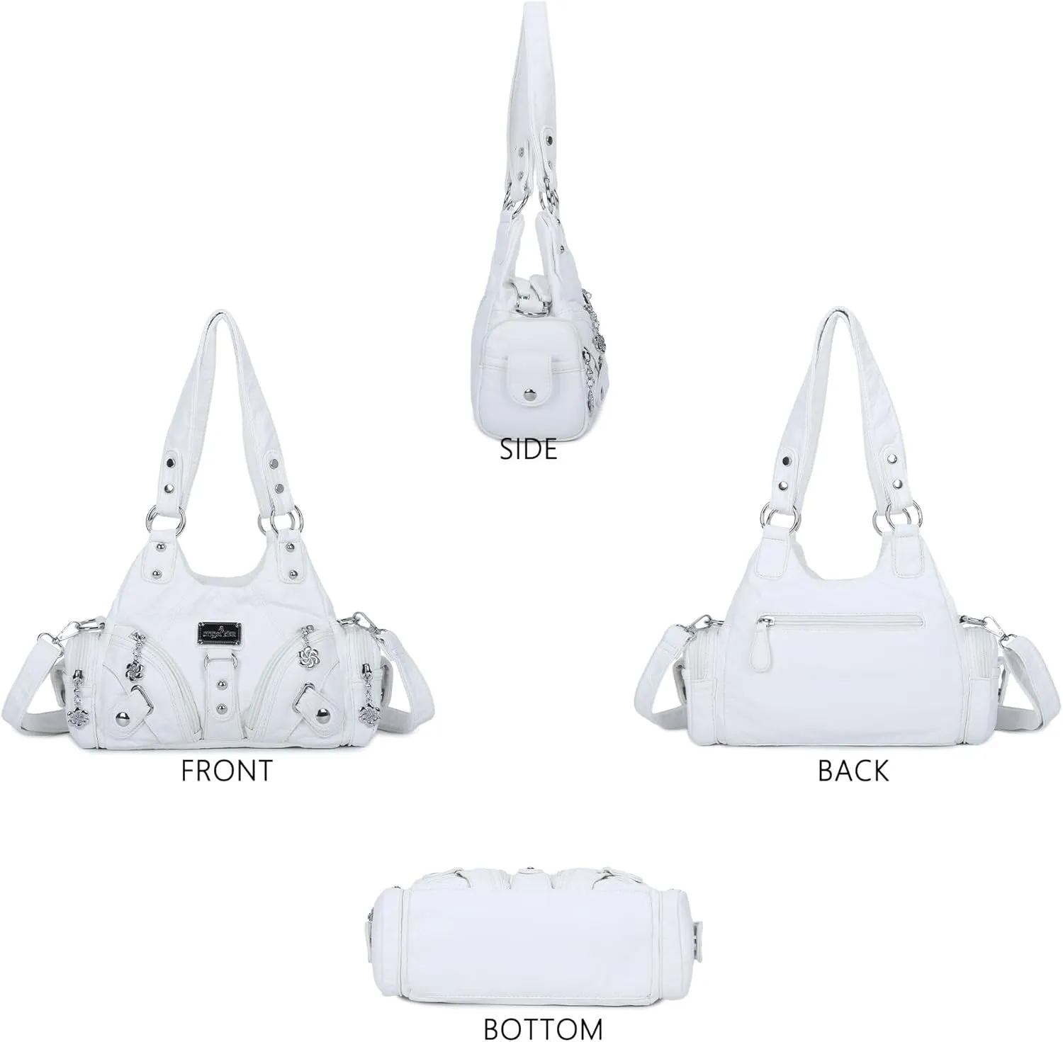 Angel Kiss Purses for Women Small Hobo Shoulder Bags Vagen Leather Multi-Pocket Tote Bag with Zipper