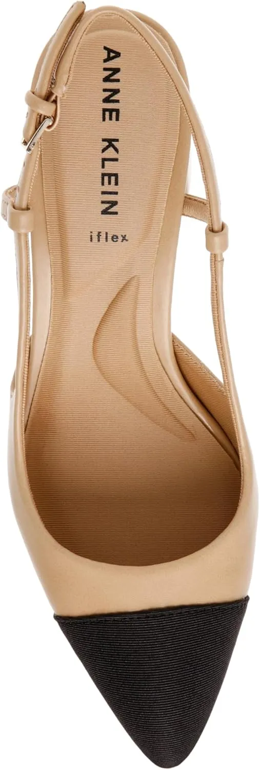 Anne Klein Womens Brooklyn Faux Leather Pointed Toe Slingback Heels