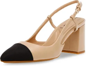 Anne Klein Womens Brooklyn Faux Leather Pointed Toe Slingback Heels