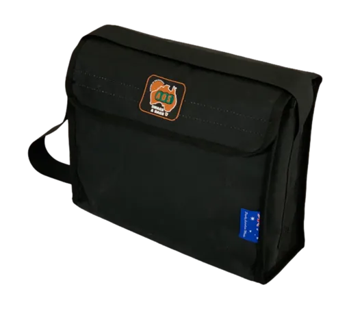AOS Australian Made Canvas Tool Bag Crib Bag Shoulder Bag Triple Layer Heavy Duty Base Standard - Black