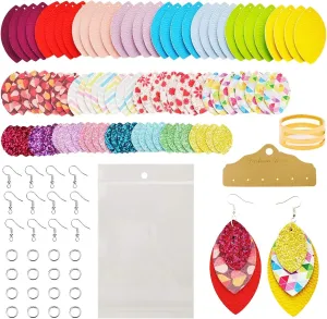 AOUXSEEM 321 Pcs Faux Leather Earrings Making Kit for Beginner, Contains 96 Pre Cut Evil Eye Earring Pieces with Hooks Jump Rings Opener Earring Display Cards and Self-Adhesive Bags