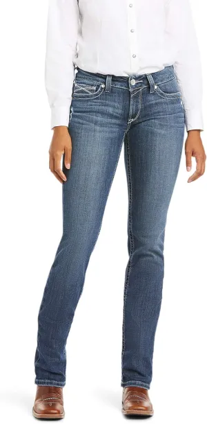 ARIAT Women's R.e.a.l. Mid Rise Arrow Fit Gianna Stackable Straight Leg Jean