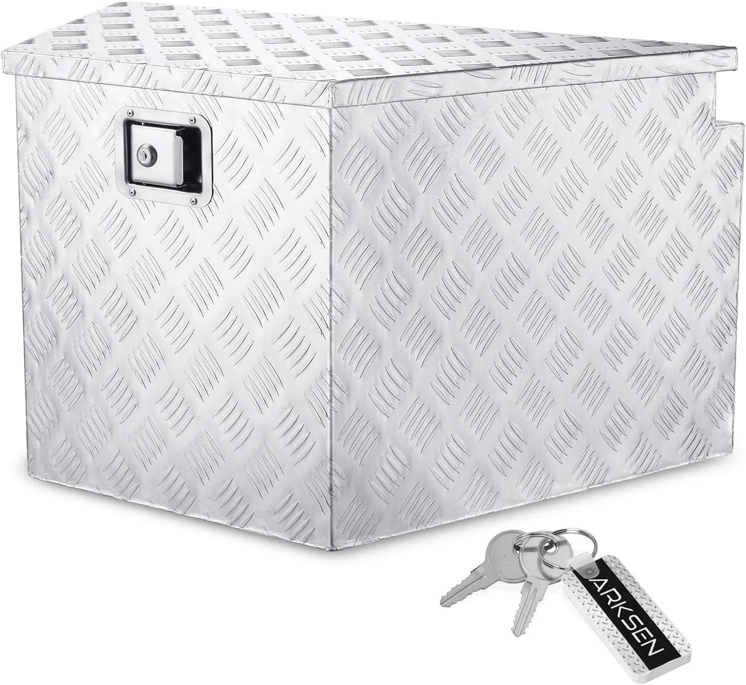 ARKSEN 33 Inch Aluminum Pick Up Truck Trailer Tongue Tool Box,Heavy Duty Waterproof Bar Tread Storage Organizer Chest w/Lock & Keys- Silver