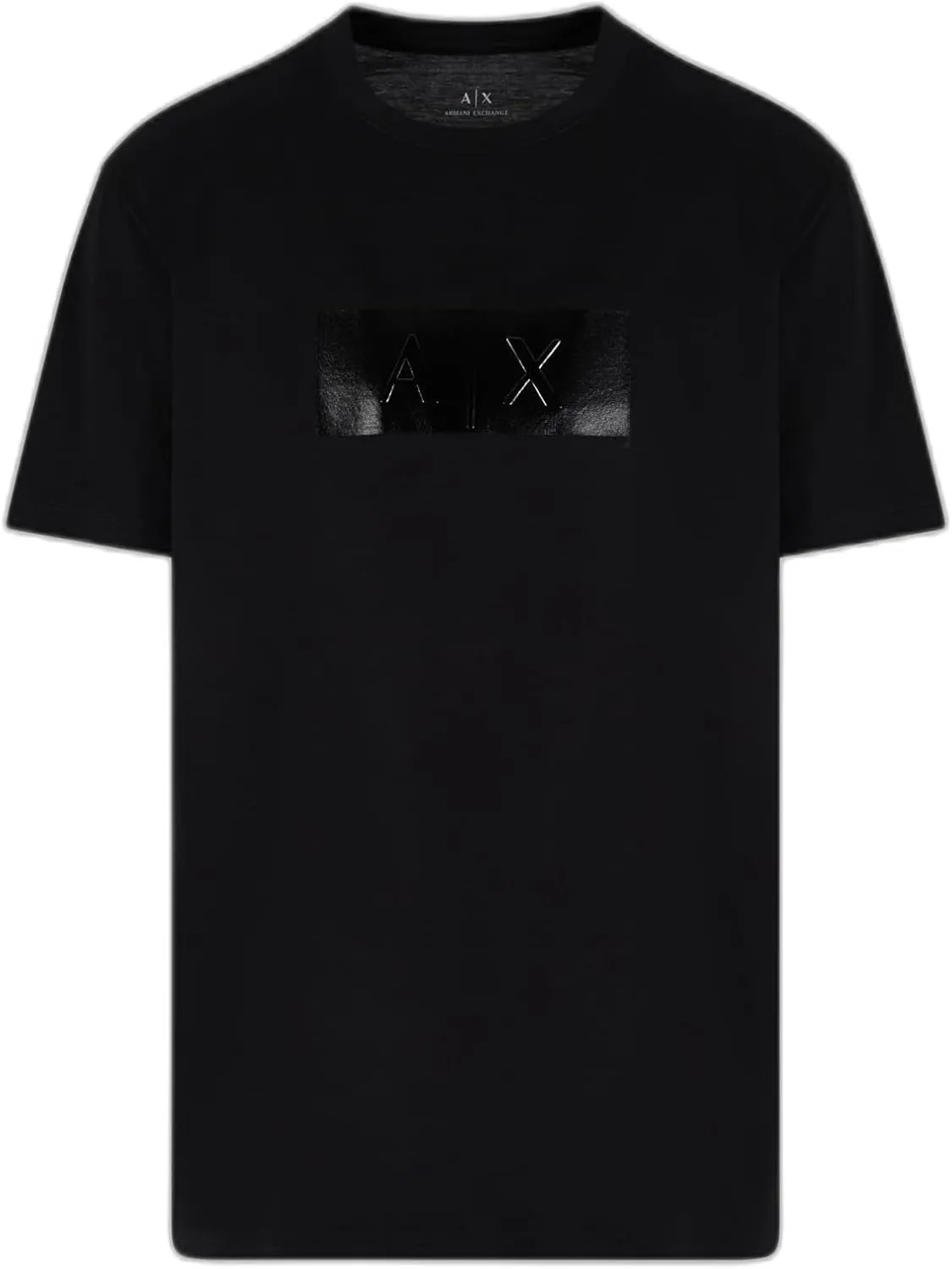 Armani Exchange Men's Faux Leather Elongated Box Logo Tee