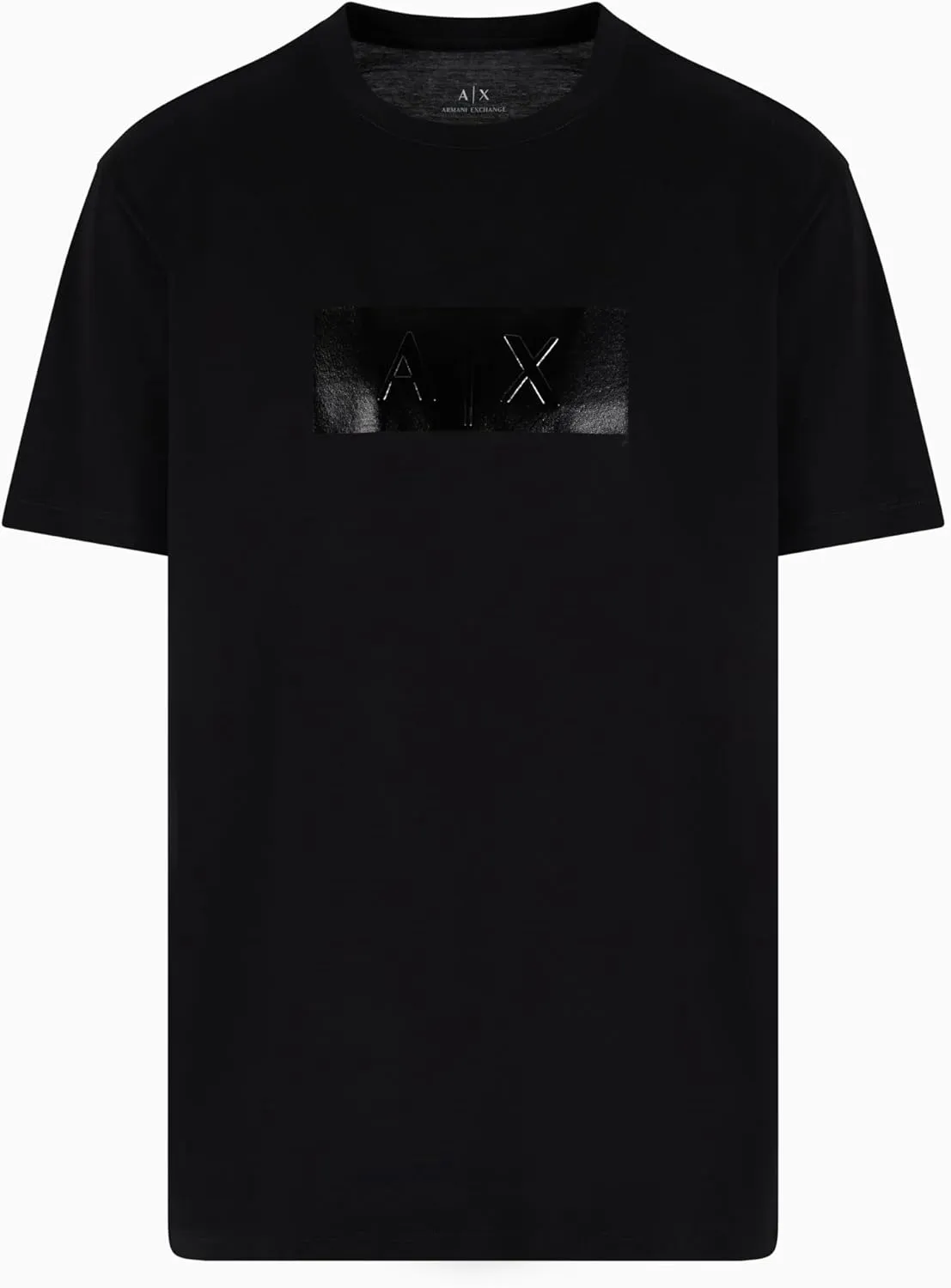 Armani Exchange Men's Faux Leather Elongated Box Logo Tee