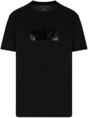 Armani Exchange Men's Faux Leather Elongated Box Logo Tee