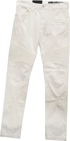Armani Exchange Men's Moto Rip and Repair Bull Cotton Stretch Denim