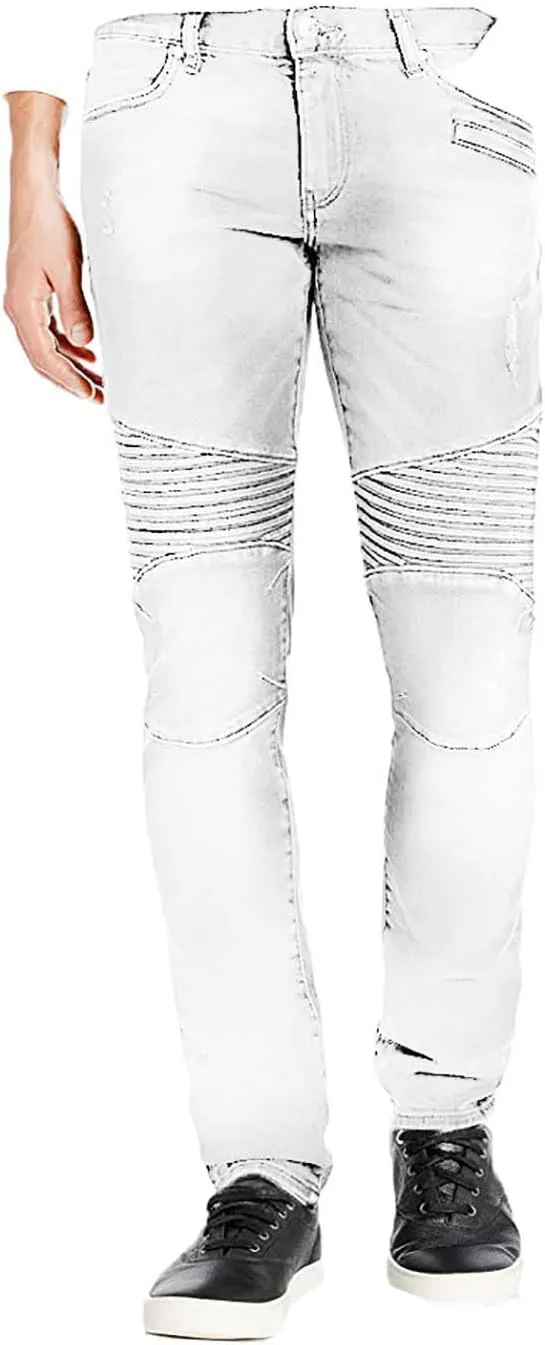 Armani Exchange Men's Moto Rip and Repair Bull Cotton Stretch Denim