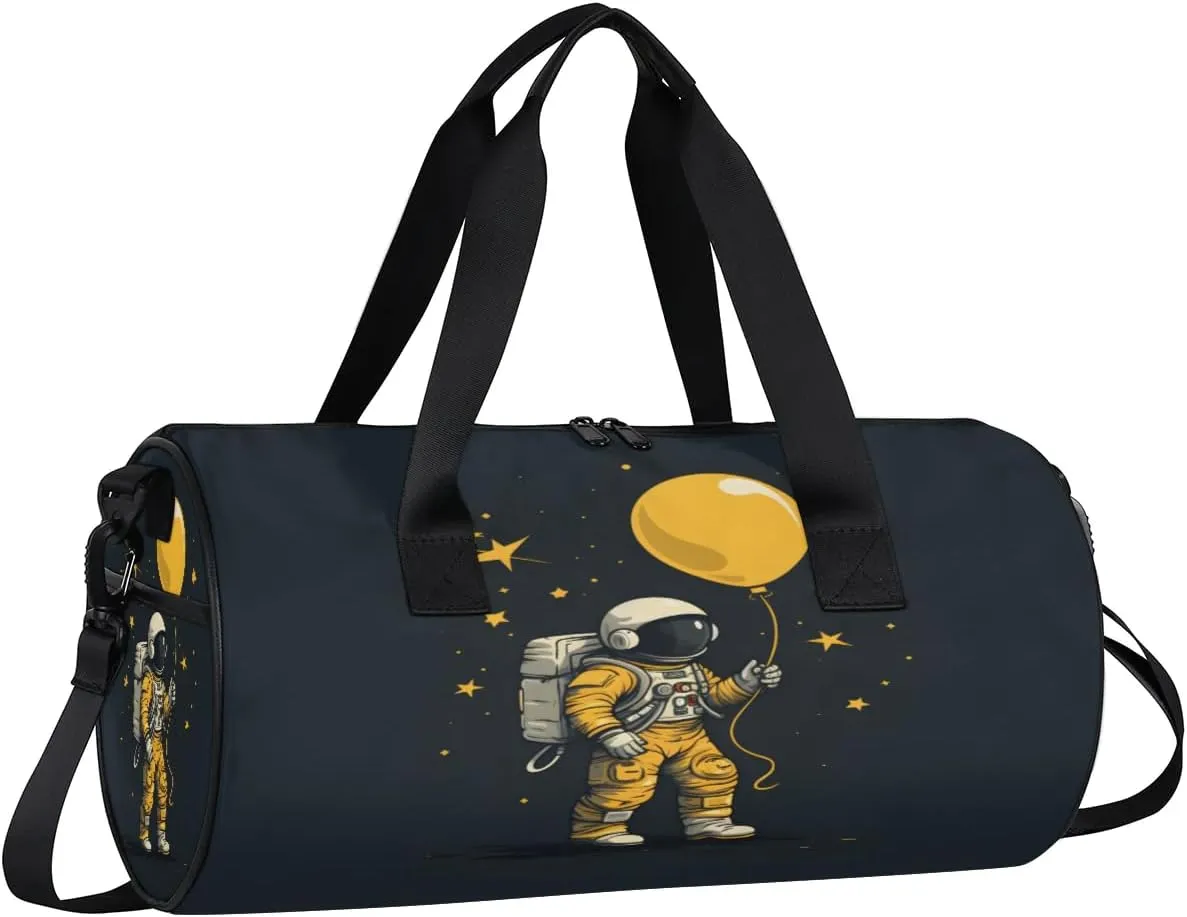 Astronaut in Space Gym Bag for Women Men Lightweight Weekender Travel Bag Stylish Duffle Bag for Gym Travel Overnight Carry On