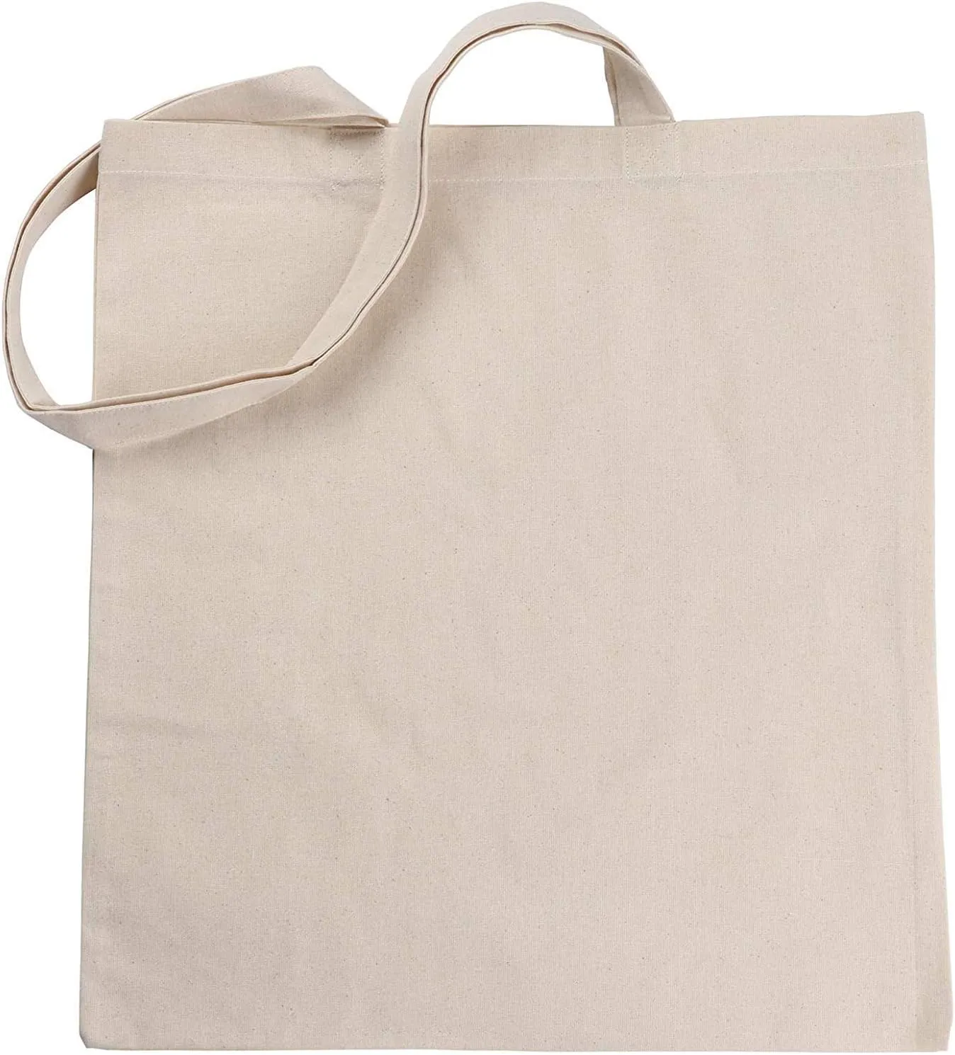 ATMOS GREEN 20 Pack 15x16 inch with 27" long handle 5 Oz NATURAL color Recycled Cotton Tote Bags Sustainable Eco Friendly reusable grocery super strong great for promotion branding gift MADE in INDIA