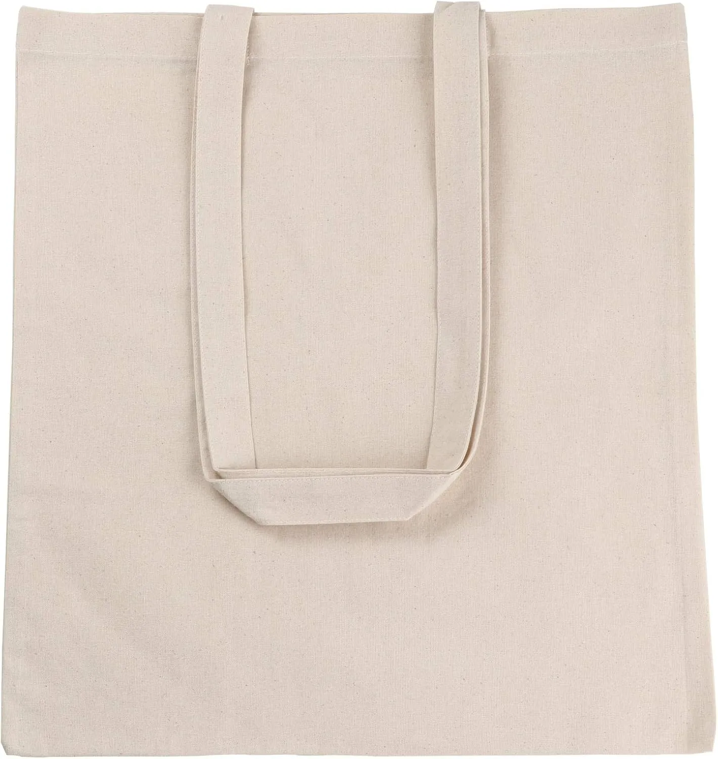 ATMOS GREEN 20 Pack 15x16 inch with 27" long handle 5 Oz NATURAL color Recycled Cotton Tote Bags Sustainable Eco Friendly reusable grocery super strong great for promotion branding gift MADE in INDIA
