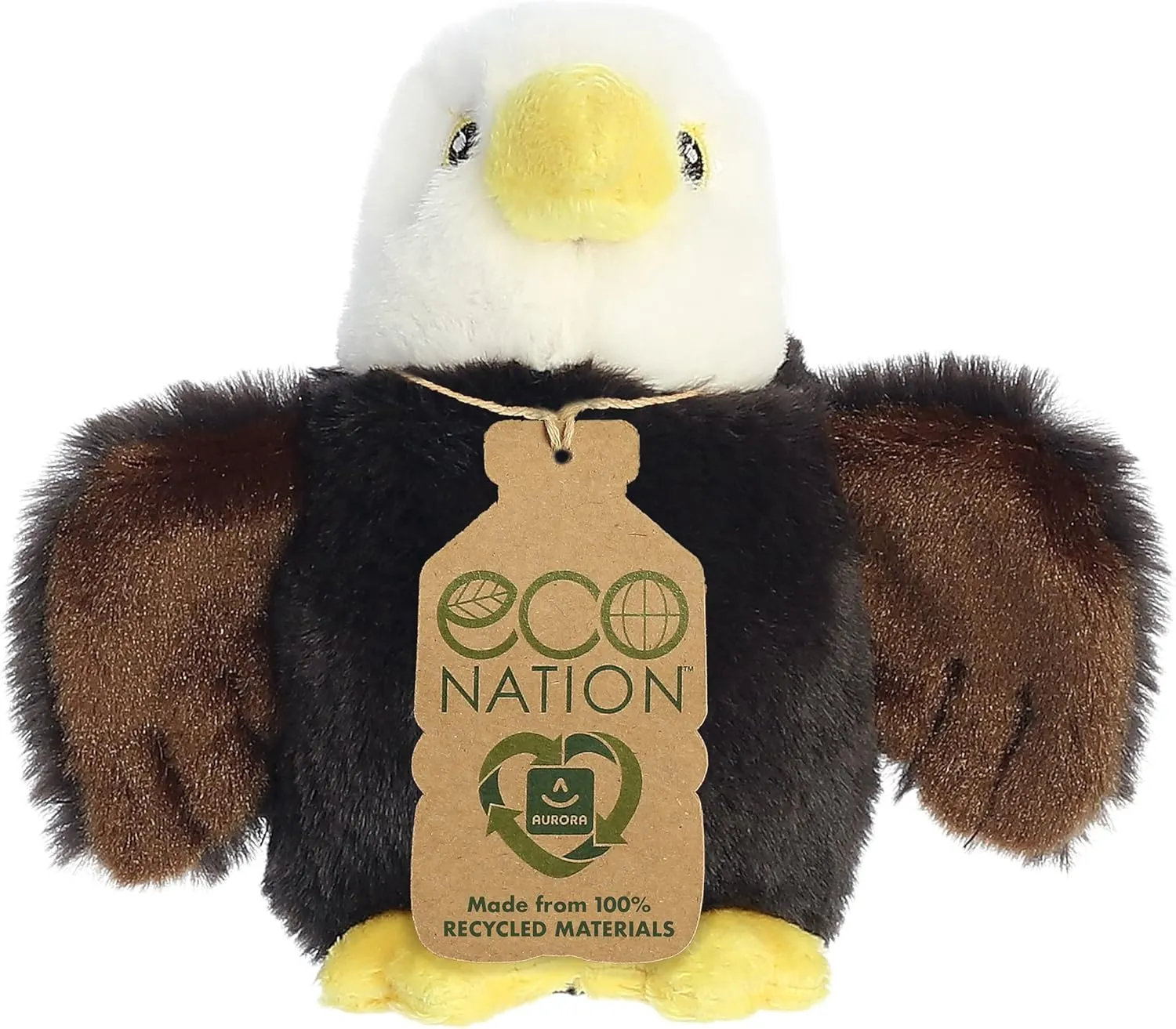 Aurora® Eco-Friendly Eco Nation™ Eagle Stuffed Animal - Environmental Consciousness - Recycled Materials - Brown 5 Inches