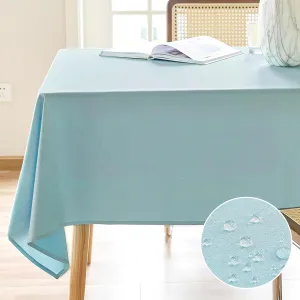 AUSSPVOCT Textured Linen Tablecloth Rectangle 52x70 Water Resistant Spill-Proof Wipeable Light Blue Table Cloth Wrinkle Free Fabric Dining Table Cover for Birthday Farmhouse Spring Easter Party