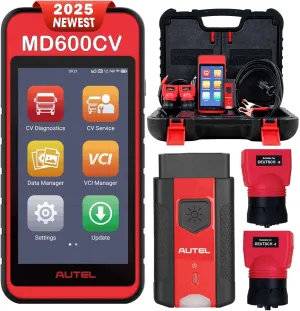 Autel Scanner MAXIDIAG MD600CV Heavy Duty Truck Scanner D-P-F Regen Full System Diesel Diagnostic Scan Tool Wireless Android Touchscreen Tablet for Truck Light Medium and Heavy Duty Truck Vehicle