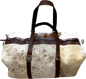 Authentic Handcrafted Cowhide Leather Western Duffel Bag, Sophisticated Travel Bag Stylish Hair-On Leather Animal Skin Bag for Travel Large 20" x 10" x 10"
