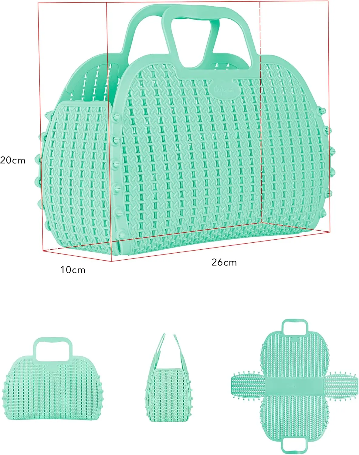 AYKASA Foldable Mini Plastic Storage Basket Beach Bag Simple Travel Storage Bags Jelly Beach Handbags Plastic for Women Girls (Drink Water)